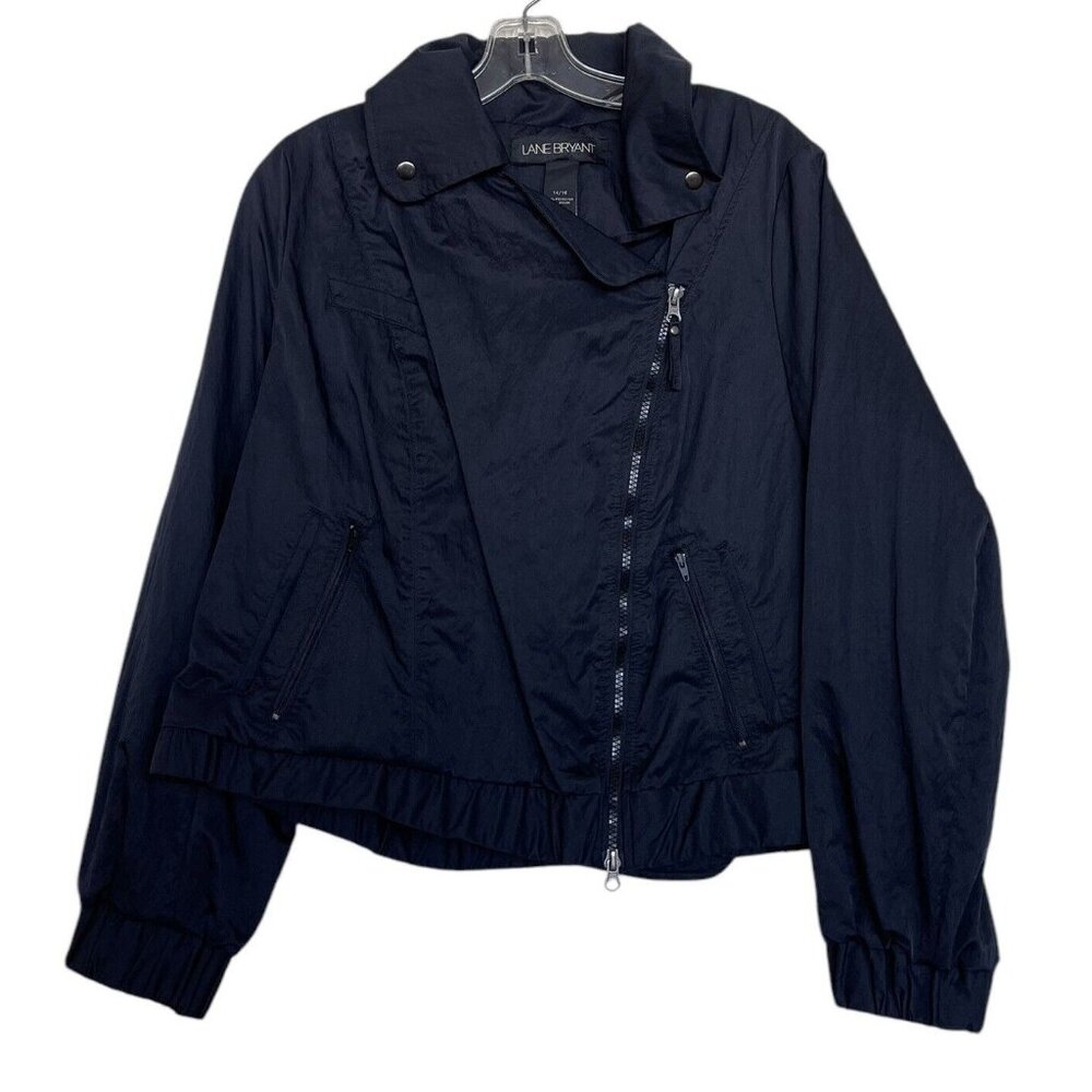 Lane Bryant Jacket Womens Size 14/16 Black Moto Ladies Asymmetrical‎ Lightweight